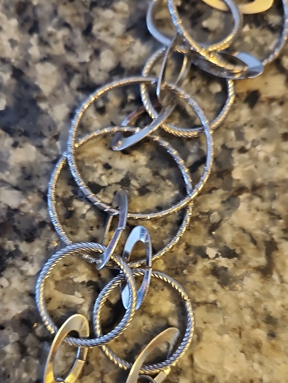 Layered Open Circle Link Necklace - Silver Tone - Picture 12 of 16